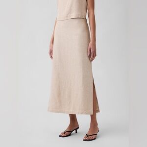 GAP Linen-Blend Midi Slip Skirt